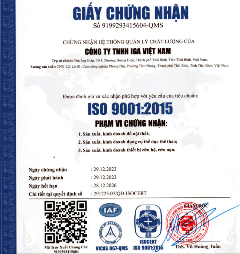 IGA đạt chứng nhận ISO